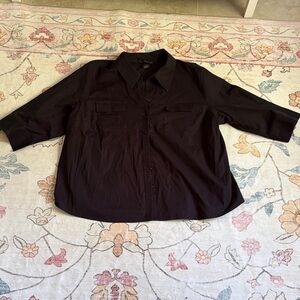 Venezia Deep Black Collared Top